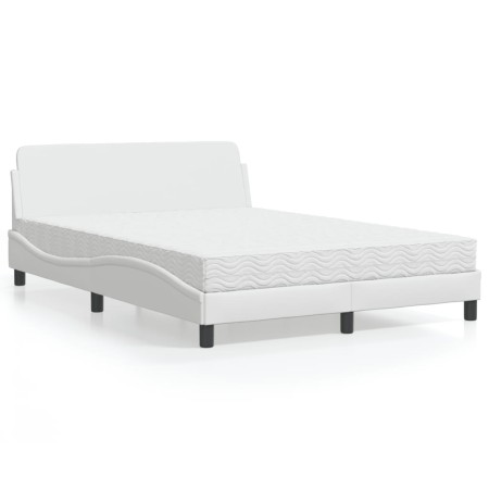 Cama con colchón cuero sintético blanco 140x200 cm de vidaXL, Camas y somieres - Ref: Foro24-3208418, Precio: 380,51 €, Descu...