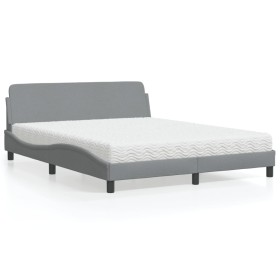Bed with light gray fabric mattress 160x200 cm by vidaXL, Beds and slatted bases - Ref: Foro24-3208424, Price: 407,12 €, Disc...