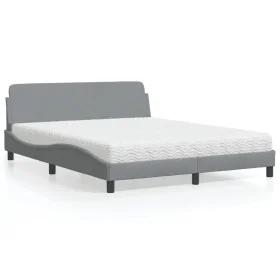 Cama con colchón de tela gris claro 160x200 cm de vidaXL, Camas y somieres - Ref: Foro24-3208424, Precio: 373,41 €, Descuento: %