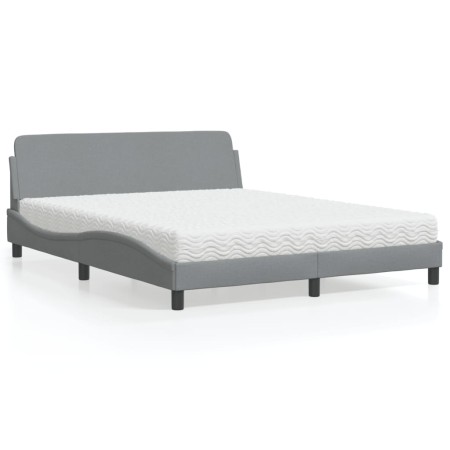 Bed with light gray fabric mattress 160x200 cm by vidaXL, Beds and slatted bases - Ref: Foro24-3208424, Price: 407,12 €, Disc...