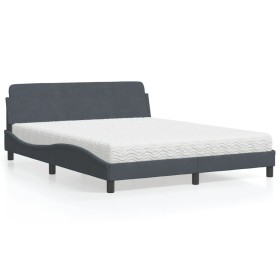 Bed with dark gray velvet mattress 160x200 cm by vidaXL, Beds and slatted bases - Ref: Foro24-3208432, Price: 381,14 €, Disco...