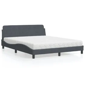 Cama con colchón terciopelo gris oscuro 160x200 cm de vidaXL, Camas y somieres - Ref: Foro24-3208432, Precio: 353,33 €, Descu...