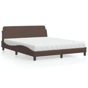Bett mit brauner Kunstledermatratze 160x200 cm von vidaXL, Betten und Lattenroste - Ref: Foro24-3208439, Preis: 361,45 €, Rab...