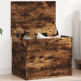 Caja de almacenaje madera ingeniería roble ahumado 60x42x46 cm