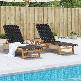 Sun loungers 2 units solid acacia wood and black fabric by vidaXL, Loungers - Ref: Foro24-3214210, Price: 233,26 €, Discount: %