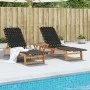Sonnenliegen 2 Einheiten aus massivem Akazienholz und schwarzem Stoff von vidaXL, Liegen - Ref: Foro24-3214210, Preis: 226,40...