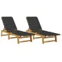 Sun loungers 2 units solid acacia wood and black fabric by vidaXL, Loungers - Ref: Foro24-3214210, Price: 233,26 €, Discount: %