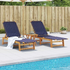 Tumbonas 2 unidades madera maciza de acacia y tela azul oscuro de vidaXL, Tumbonas - Ref: Foro24-3214212, Precio: 244,65 €, D...