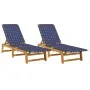 Sun loungers 2 units solid acacia wood and dark blue fabric by vidaXL, Loungers - Ref: Foro24-3214212, Price: 228,97 €, Disco...