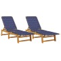 Tumbonas 2 unidades madera maciza de acacia y tela azul oscuro de vidaXL, Tumbonas - Ref: Foro24-3214212, Precio: 237,28 €, D...