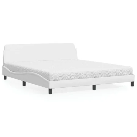 Bed with white synthetic leather mattress 180x200 cm by vidaXL, Beds and slatted bases - Ref: Foro24-3208458, Price: 392,19 €...