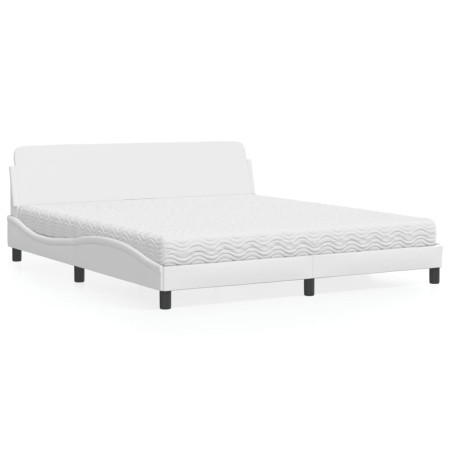 Bett mit weißer Kunstledermatratze 180x200 cm von vidaXL, Betten und Lattenroste - Ref: Foro24-3208458, Preis: 398,85 €, Raba...