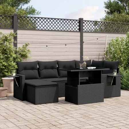 7-piece garden sofa set with black synthetic rattan cushions by vidaXL, Garden sets - Ref: Foro24-3268045, Price: 497,42 €, D...