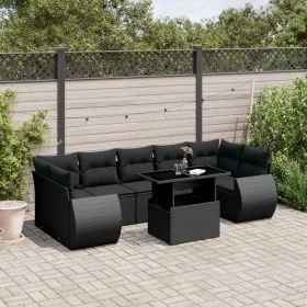8-teiliges Gartensofa-Set und schwarze synthetische Rattankissen von vidaXL, Gartensets - Ref: Foro24-3268405, Preis: 623,14 ...