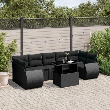 8-piece garden sofa set and black synthetic rattan cushions by vidaXL, Garden sets - Ref: Foro24-3268405, Price: 623,00 €, Di...