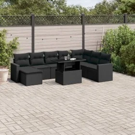 8-teiliges Gartensofa-Set und schwarze synthetische Rattankissen von vidaXL, Gartensets - Ref: Foro24-3267465, Preis: 602,07 ...