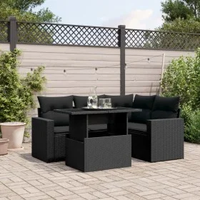 5-teiliges Gartenmöbel-Set und schwarze synthetische Rattankissen von vidaXL, Gartensets - Ref: Foro24-3267245, Preis: 395,67...