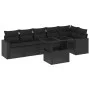 7-teiliges Gartensofa-Set mit schwarzen synthetischen Rattankissen von vidaXL, Gartensets - Ref: Foro24-3267285, Preis: 508,2...