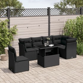 7-piece garden sofa set with black synthetic rattan cushions by vidaXL, Garden sets - Ref: Foro24-3266615, Price: 483,67 €, D...