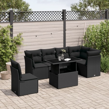 7-piece garden sofa set with black synthetic rattan cushions by vidaXL, Garden sets - Ref: Foro24-3266615, Price: 483,67 €, D...