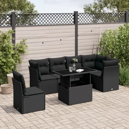7-piece garden sofa set with black synthetic rattan cushions by vidaXL, Garden sets - Ref: Foro24-3266615, Price: 505,18 €, D...