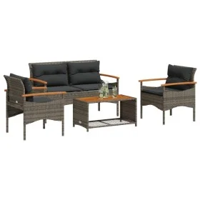 4-piece garden sofa set and gray synthetic rattan cushions by vidaXL, Garden sets - Ref: Foro24-368399, Price: 338,61 €, Disc...