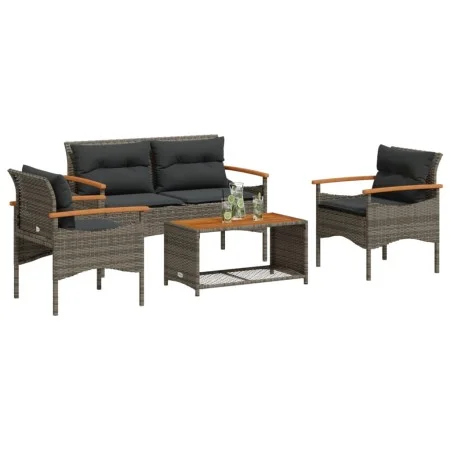 4-piece garden sofa set and gray synthetic rattan cushions by vidaXL, Garden sets - Ref: Foro24-368399, Price: 338,61 €, Disc...