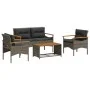 4-piece garden sofa set and gray synthetic rattan cushions by vidaXL, Garden sets - Ref: Foro24-368399, Price: 338,61 €, Disc...