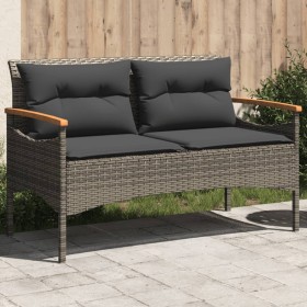 Garden bench with gray synthetic rattan cushions 116x62.5x74 cm by vidaXL, garden benches - Ref: Foro24-368402, Price: 142,59...
