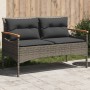 Banco de jardín con cojines ratán sintético gris 116x62,5x74 cm de vidaXL, Bancos de jardín - Ref: Foro24-368402, Precio: 142...