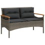 Banco de jardín con cojines ratán sintético gris 116x62,5x74 cm de vidaXL, Bancos de jardín - Ref: Foro24-368402, Precio: 142...