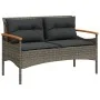 Garden bench with gray synthetic rattan cushions 116x62.5x74 cm by vidaXL, garden benches - Ref: Foro24-368402, Price: 153,39...