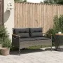 Garden bench with gray synthetic rattan cushions 116x62.5x74 cm by vidaXL, garden benches - Ref: Foro24-368402, Price: 153,39...