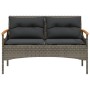 Banco de jardín con cojines ratán sintético gris 116x62,5x74 cm de vidaXL, Bancos de jardín - Ref: Foro24-368402, Precio: 142...
