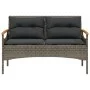 Garden bench with gray synthetic rattan cushions 116x62.5x74 cm by vidaXL, garden benches - Ref: Foro24-368402, Price: 153,39...