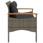 Banco de jardín con cojines ratán sintético gris 116x62,5x74 cm de vidaXL, Bancos de jardín - Ref: Foro24-368402, Precio: 142...