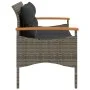 Garden bench with gray synthetic rattan cushions 116x62.5x74 cm by vidaXL, garden benches - Ref: Foro24-368402, Price: 153,39...
