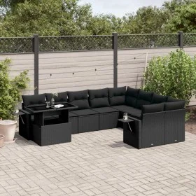 Gartensofa-Set 10-teilig mit schwarzen synthetischen Rattankissen von vidaXL, Gartensets - Ref: Foro24-3268135, Preis: 685,20...
