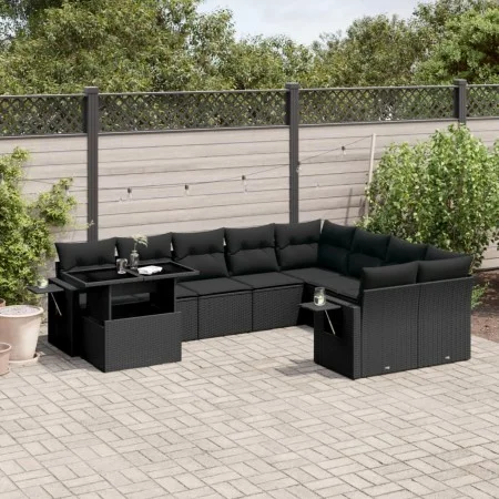 Garden sofa set 10 pieces with black synthetic rattan cushions by vidaXL, Garden sets - Ref: Foro24-3268135, Price: 685,20 €,...