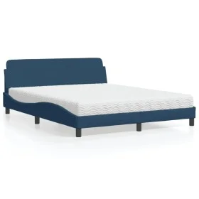 Bed with blue fabric mattress 160x200 cm by vidaXL, Beds and slatted bases - Ref: Foro24-3208430, Price: 356,05 €, Discount: %