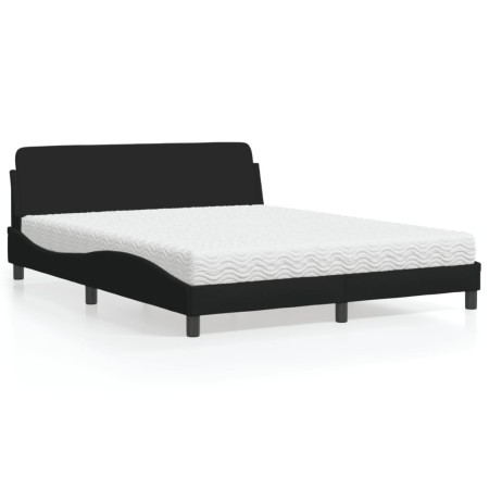 Cama con colchón de tela negro 160x200 cm de vidaXL, Camas y somieres - Ref: Foro24-3208426, Precio: 402,42 €, Descuento: %