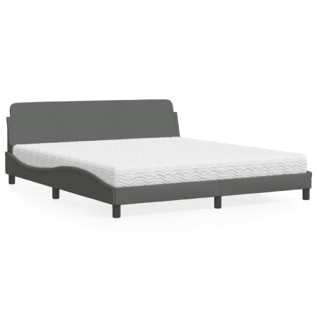Cama con colchón de tela gris oscuro 180x200 cm de vidaXL, Camas y somieres - Ref: Foro24-3208445, Precio: 405,43 €