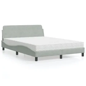 Bed with light gray velvet mattress 140x200 cm by vidaXL, Beds and slatted bases - Ref: Foro24-3208411, Price: 339,31 €, Disc...