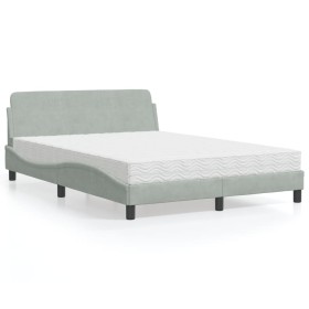 Cama con colchón terciopelo gris claro 140x200 cm de vidaXL, Camas y somieres - Ref: Foro24-3208411, Precio: 344,50 €, Descue...