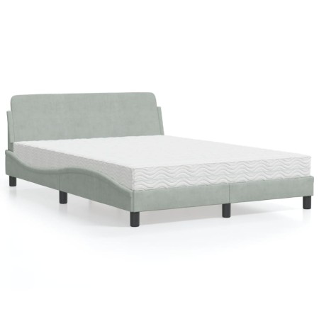 Bett mit hellgrauer Samtmatratze 140x200 cm von vidaXL, Betten und Lattenroste - Ref: Foro24-3208411, Preis: 344,50 €, Rabatt: %