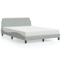 Bett mit hellgrauer Samtmatratze 140x200 cm von vidaXL, Betten und Lattenroste - Ref: Foro24-3208411, Preis: 344,50 €, Rabatt: %