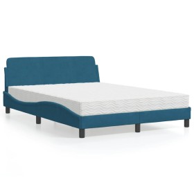 Cama con colchón terciopelo azul 140x190 cm de vidaXL, Camas y somieres - Ref: Foro24-3208395, Precio: 351,08 €, Descuento: %