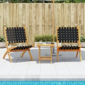 Sillas de jardín plegables con mesa 2 uds madera maciza negra de vidaXL, Sillas de jardín - Ref: Foro24-3214219, Precio: 149,...
