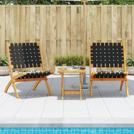 Sillas de jardín plegables con mesa 2 uds madera maciza negra de vidaXL, Sillas de jardín - Ref: Foro24-3214219, Precio: 143,...