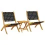 Sillas de jardín plegables con mesa 2 uds madera maciza negra de vidaXL, Sillas de jardín - Ref: Foro24-3214219, Precio: 143,...